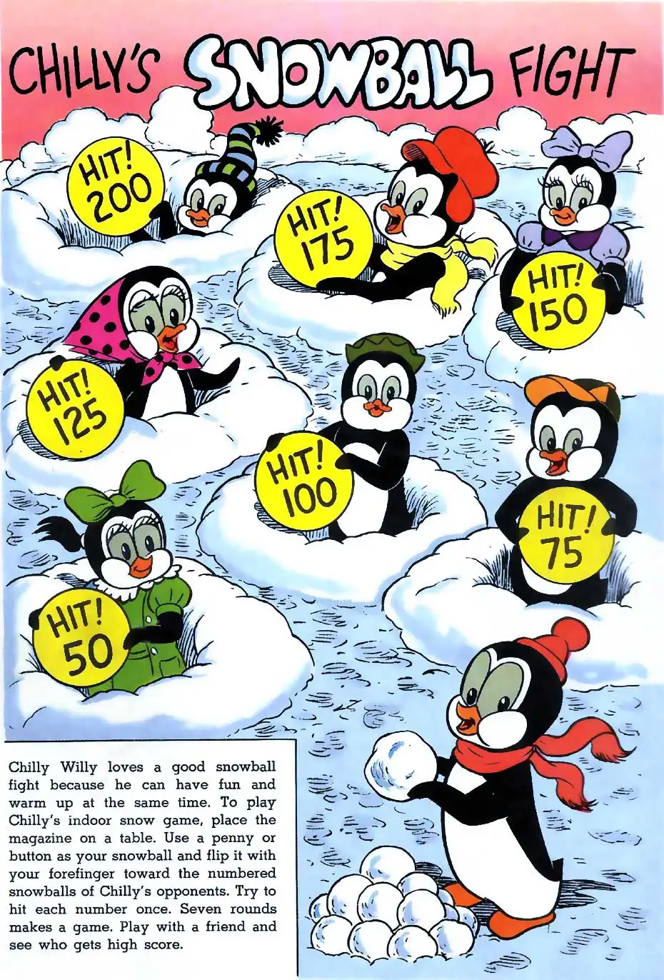 Chilly Willy comic - Snowball Fight